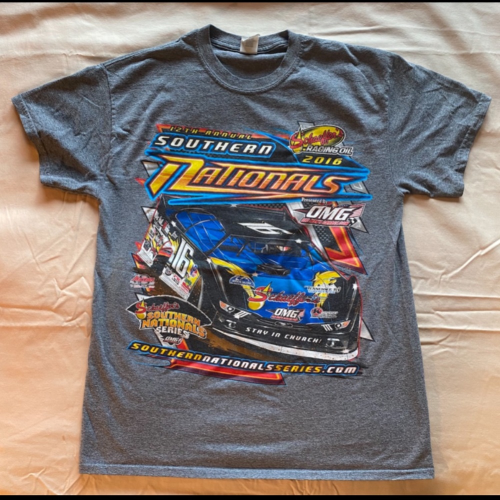 12th Annual Schaeffer's Southern Nationals Series Nascar Racing T-Shirt '16 Sz M
